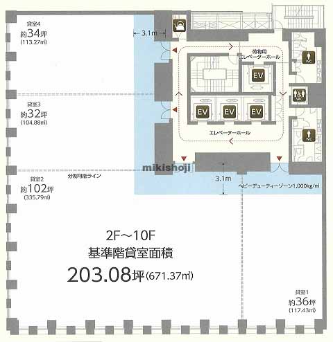 中央のミレーネＴ仙台ビル 平面1