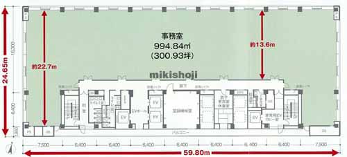 名駅南・平池町の名古屋三井ビルディング本館 平面1