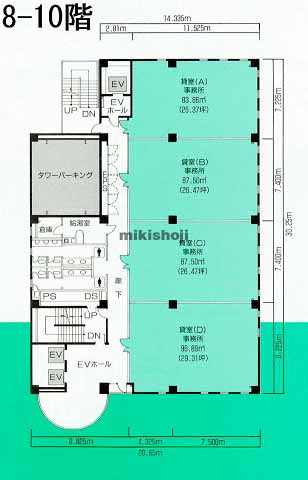浜松市全域の浜松Ｃビル(事務所ｿﾞｰﾝ）・イズム浜松(商業ｿﾞｰﾝ） 平面1