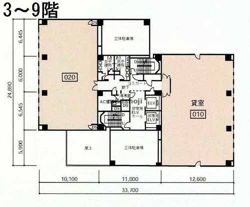 松本市全域の松本博労町ビル(旧:大同生命松本ビル) 平面1