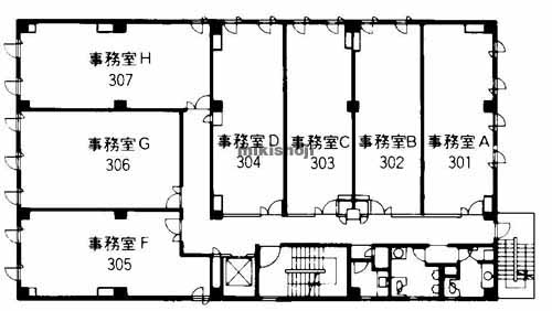 南森町周辺の北ビル２号館 平面1