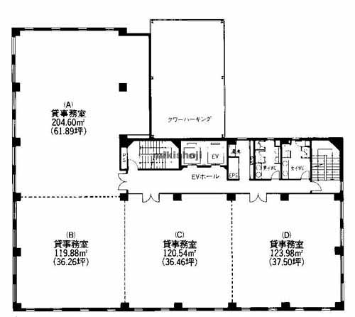 下京区の堀川通四条ビル 平面1