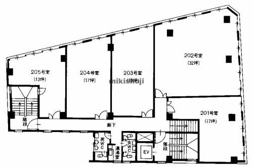 天神の天神マンション浜口ビル 平面1