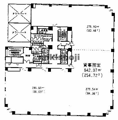 八丁堀地区の朝日生命広島胡町ビル 平面1