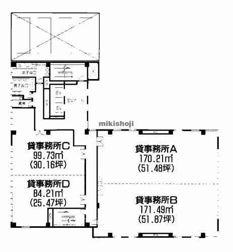 八丁堀地区のくれしん広島ビル 平面1
