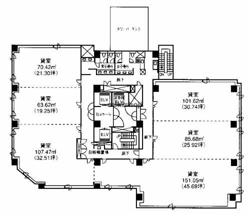 八丁堀地区のＪＥＩ広島八丁堀ビル 平面1
