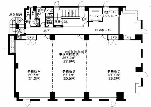 博多駅前・中央街のアーテリアルビル 平面1