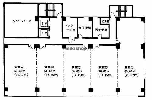 八幡西区全域の太陽生命八幡ビル 平面1